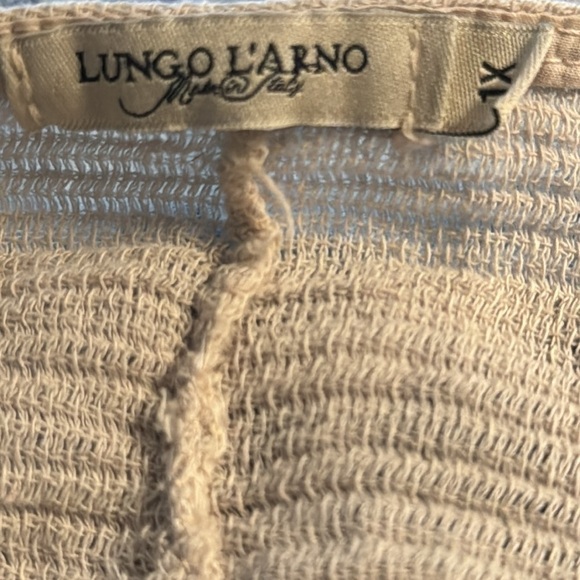 Lungo L’arno Made in Italy 100% Linen blue animal print over natural tan top 1X - Picture 6 of 9
